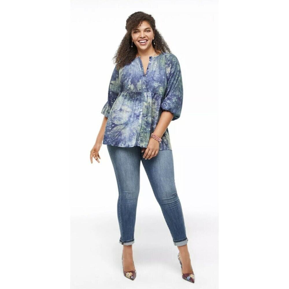 CAbi Woodstock Tie Dye Top Size M #5714 Blue Green Unique NWOT $109